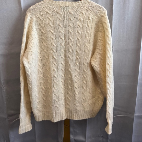 Vintage LL Bean Wool Cable Knit  Cardigan Sweater light weight 80s 90s sz 46 XL - Picture 3 of 7